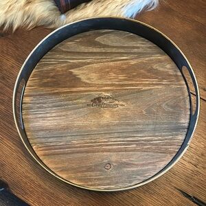 Galvanized Metal and Wood Bar Serving Tray